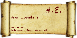 Aba Elemér névjegykártya
